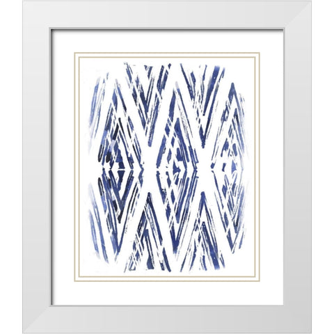 Indigo Batik Vignette VI White Modern Wood Framed Art Print with Double Matting by Vess, June Erica