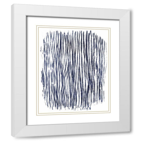 Indigo Batik Vignette VII White Modern Wood Framed Art Print with Double Matting by Vess, June Erica