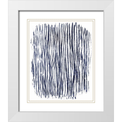 Indigo Batik Vignette VII White Modern Wood Framed Art Print with Double Matting by Vess, June Erica