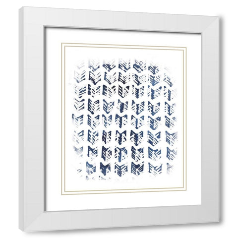 Indigo Batik Vignette VIII White Modern Wood Framed Art Print with Double Matting by Vess, June Erica