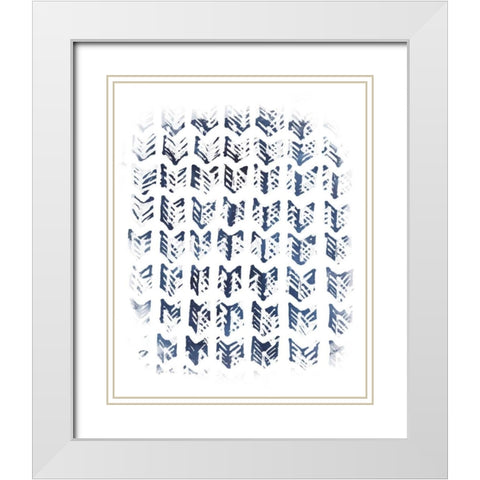 Indigo Batik Vignette VIII White Modern Wood Framed Art Print with Double Matting by Vess, June Erica