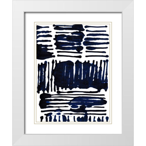 Indigo Stripes I White Modern Wood Framed Art Print with Double Matting by Fuchs, Jodi