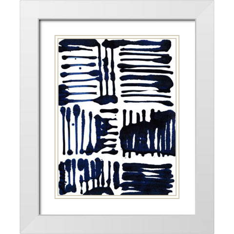 Indigo Stripes II White Modern Wood Framed Art Print with Double Matting by Fuchs, Jodi