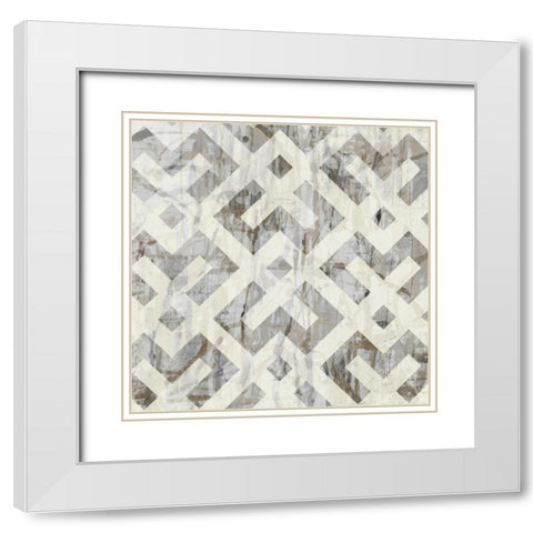 Neutral Metric I White Modern Wood Framed Art Print with Double Matting by Goldberger, Jennifer