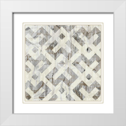 Neutral Metric I White Modern Wood Framed Art Print with Double Matting by Goldberger, Jennifer