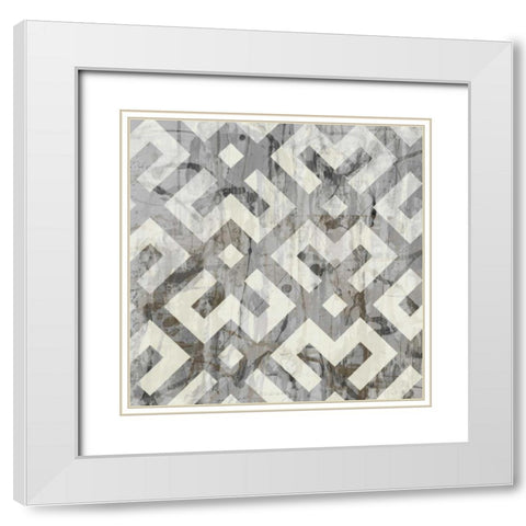 Neutral Metric II White Modern Wood Framed Art Print with Double Matting by Goldberger, Jennifer