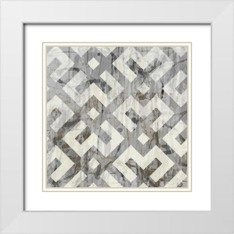 Neutral Metric II White Modern Wood Framed Art Print with Double Matting by Goldberger, Jennifer