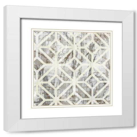 Neutral Metric III White Modern Wood Framed Art Print with Double Matting by Goldberger, Jennifer