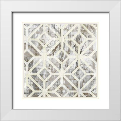 Neutral Metric III White Modern Wood Framed Art Print with Double Matting by Goldberger, Jennifer