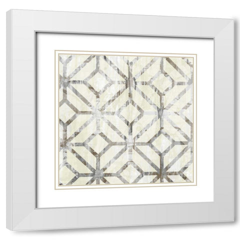 Neutral Metric IV White Modern Wood Framed Art Print with Double Matting by Goldberger, Jennifer