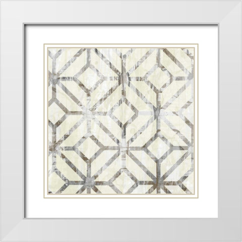Neutral Metric IV White Modern Wood Framed Art Print with Double Matting by Goldberger, Jennifer