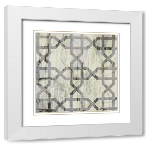 Neutral Metric V White Modern Wood Framed Art Print with Double Matting by Goldberger, Jennifer