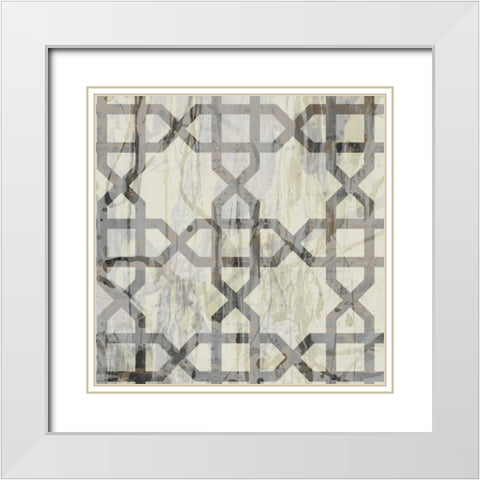 Neutral Metric V White Modern Wood Framed Art Print with Double Matting by Goldberger, Jennifer