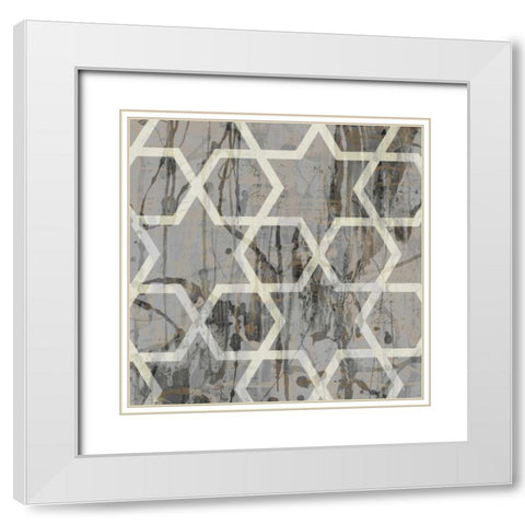 Neutral Metric VII White Modern Wood Framed Art Print with Double Matting by Goldberger, Jennifer