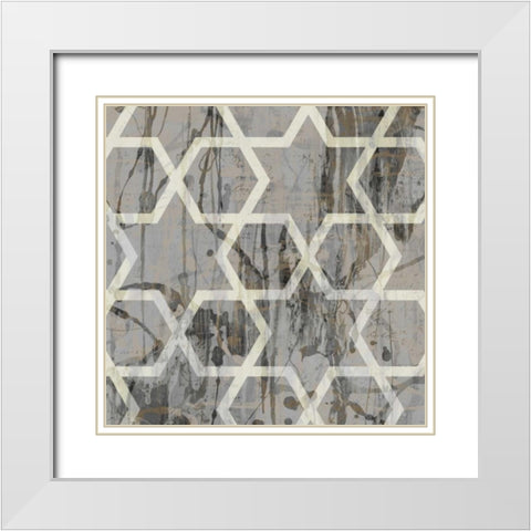 Neutral Metric VII White Modern Wood Framed Art Print with Double Matting by Goldberger, Jennifer