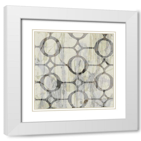 Neutral Metric IX White Modern Wood Framed Art Print with Double Matting by Goldberger, Jennifer