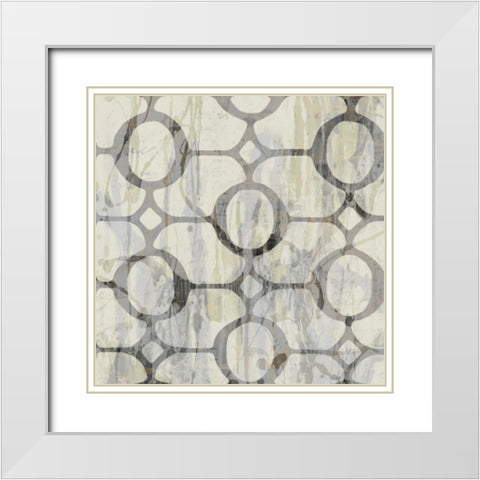 Neutral Metric IX White Modern Wood Framed Art Print with Double Matting by Goldberger, Jennifer