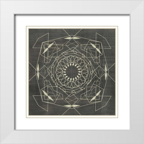 Geometric Tile V White Modern Wood Framed Art Print with Double Matting by Zarris, Chariklia