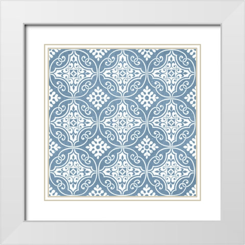 Chambray Tile IV White Modern Wood Framed Art Print with Double Matting by Vision Studio