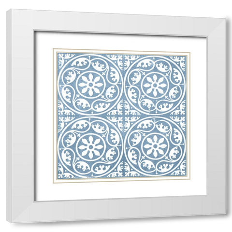 Chambray Tile VIII White Modern Wood Framed Art Print with Double Matting by Vision Studio