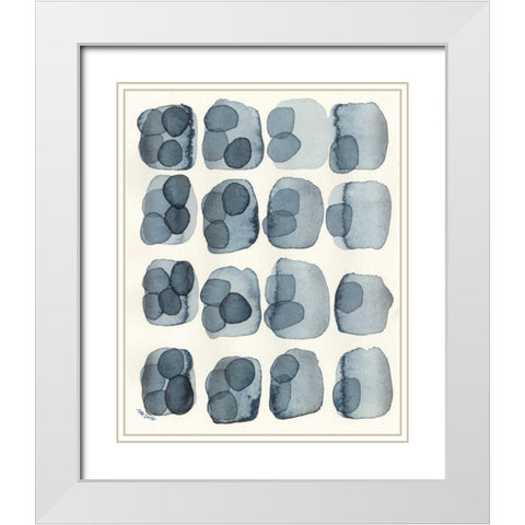 Indigo Four White Modern Wood Framed Art Print with Double Matting by Galapon, Nikki