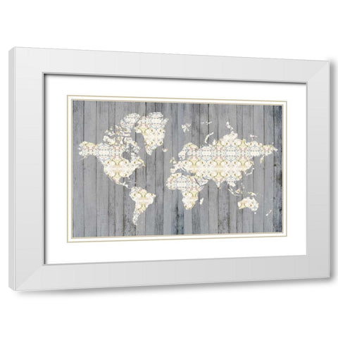 Flower Map I White Modern Wood Framed Art Print with Double Matting by Goldberger, Jennifer