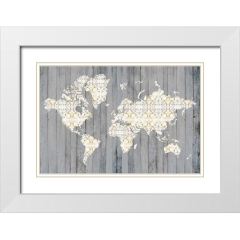 Flower Map I White Modern Wood Framed Art Print with Double Matting by Goldberger, Jennifer