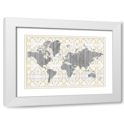 Flower Map III White Modern Wood Framed Art Print with Double Matting by Goldberger, Jennifer