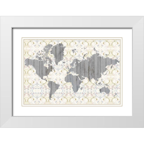 Flower Map III White Modern Wood Framed Art Print with Double Matting by Goldberger, Jennifer