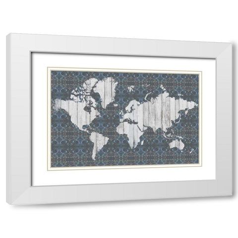 Flower Map V White Modern Wood Framed Art Print with Double Matting by Goldberger, Jennifer