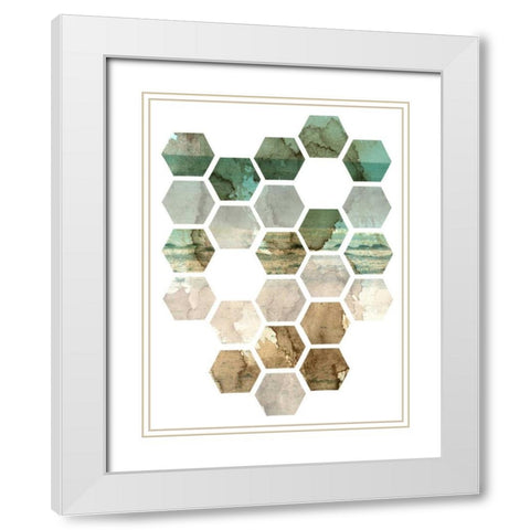 Hexocollage I White Modern Wood Framed Art Print with Double Matting by Ilosky, Pam
