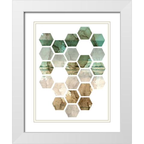 Hexocollage I White Modern Wood Framed Art Print with Double Matting by Ilosky, Pam