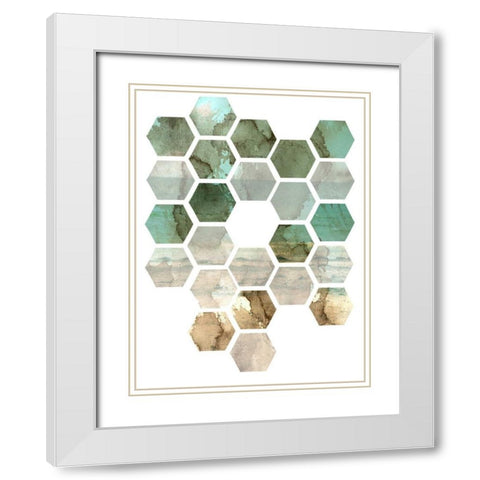 Hexocollage II White Modern Wood Framed Art Print with Double Matting by Ilosky, Pam