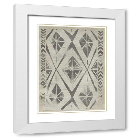 Mudcloth Patterns V White Modern Wood Framed Art Print with Double Matting by Vess, June Erica