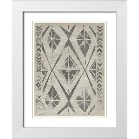 Mudcloth Patterns V White Modern Wood Framed Art Print with Double Matting by Vess, June Erica