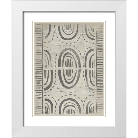 Mudcloth Patterns VI White Modern Wood Framed Art Print with Double Matting by Vess, June Erica