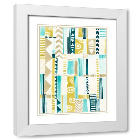 Tribal Patchwork I White Modern Wood Framed Art Print with Double Matting by Vess, June Erica