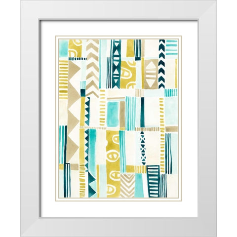Tribal Patchwork I White Modern Wood Framed Art Print with Double Matting by Vess, June Erica
