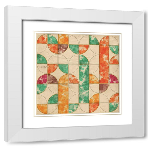 Geometric Color Shape III White Modern Wood Framed Art Print with Double Matting by Orlov, Irena