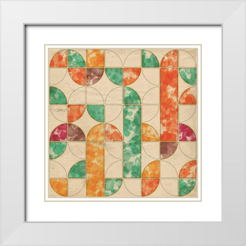 Geometric Color Shape III White Modern Wood Framed Art Print with Double Matting by Orlov, Irena