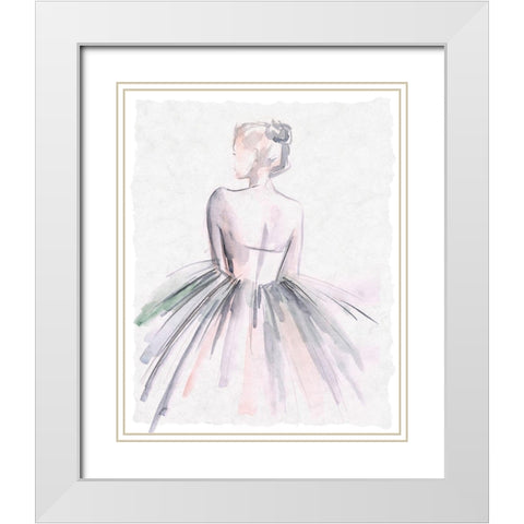 Watercolor Ballerina I White Modern Wood Framed Art Print with Double Matting by Parker, Jennifer Paxton