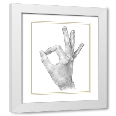 Hand Signs III White Modern Wood Framed Art Print with Double Matting by Parker, Jennifer Paxton
