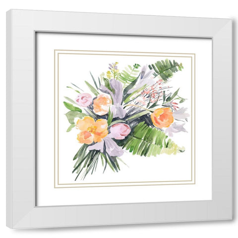 Ferns and Tulips I White Modern Wood Framed Art Print with Double Matting by Parker, Jennifer Paxton