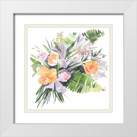Ferns and Tulips I White Modern Wood Framed Art Print with Double Matting by Parker, Jennifer Paxton
