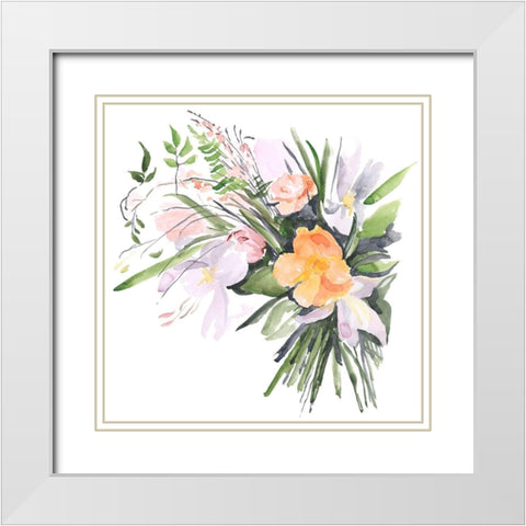 Ferns and Tulips II White Modern Wood Framed Art Print with Double Matting by Parker, Jennifer Paxton