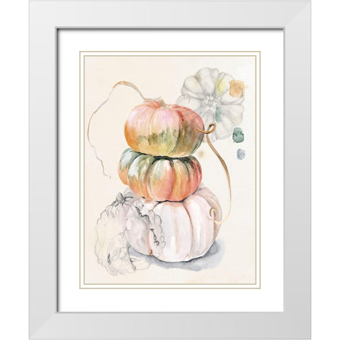 Harvest Pumpkins I White Modern Wood Framed Art Print with Double Matting by Parker, Jennifer Paxton