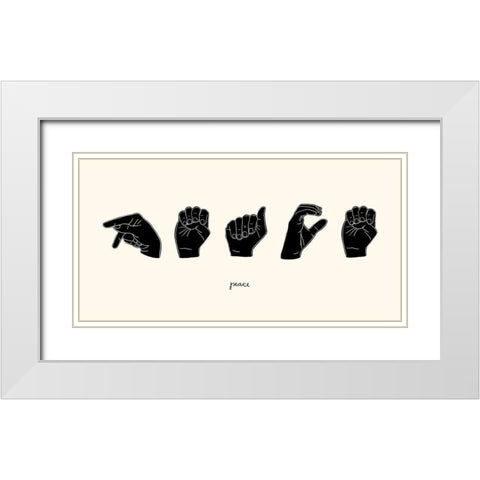 Sign Language V White Modern Wood Framed Art Print with Double Matting by Scarvey, Emma