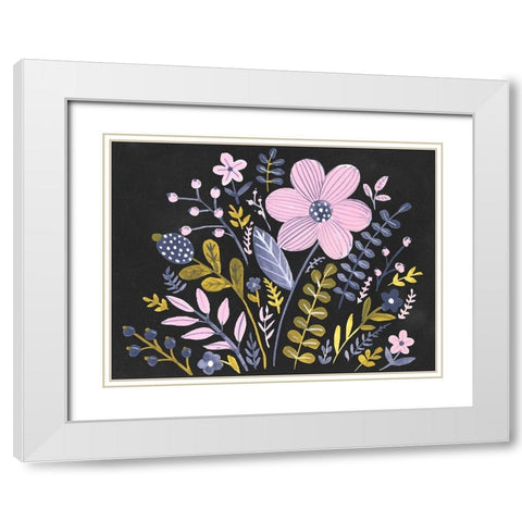 Sweet Folk Florals I White Modern Wood Framed Art Print with Double Matting by Parker, Jennifer Paxton