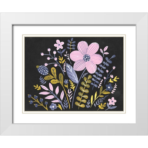 Sweet Folk Florals I White Modern Wood Framed Art Print with Double Matting by Parker, Jennifer Paxton