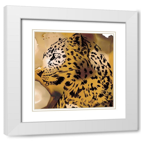 Leopard Portrait I White Modern Wood Framed Art Print with Double Matting by Parker, Jennifer Paxton
